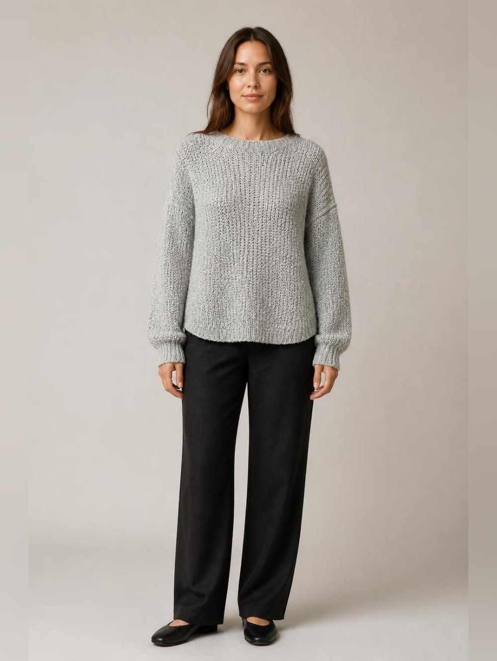 orange creek M/L Light Gray Chunky Crewneck Sweater